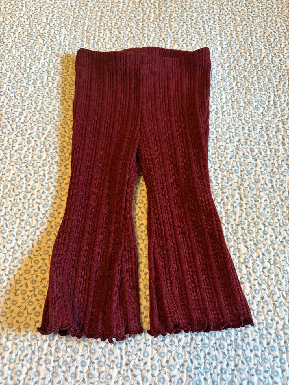 Old Navy Girls Burgundy Ribbed Flare Pants